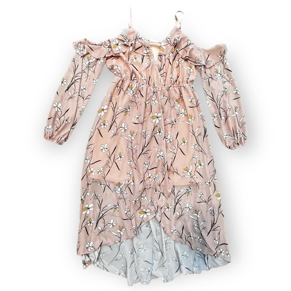 Buckle Daytrip Medium Floral Surplice Pink Maxi Dress Off The Shoulder summer - Picture 3 of 10